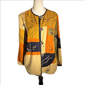 Alex Kim Jacket, Blazer Art-to-Wear Patchwork/Colorblock Missy Small size